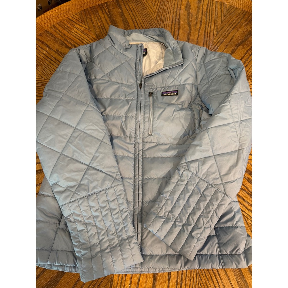 Patagonia Kids XXL 16-18 Light Blue Quilted Puffer Jacket Full Zip Insulated